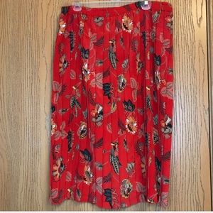 Vintage Printed pleated midi skirt plus size